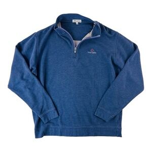 Peter Millar Blue 1/4 Zip Cotton Modal Polyester Pullover Sweater Mens Size L